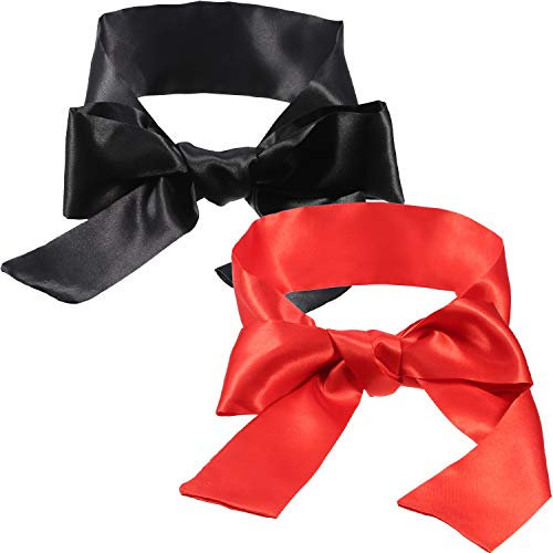 Hestya Satin-Schlafmaske, Augenmaske, Schwarz und Rot, Augenbinde, 150 cm, 2 Stück