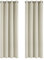 Deconovo Verdunkelungsvorhang mit Ösen für Wohnzimmer Thermogardine Kälteschutz, 220x140 cm(HöhexBreite) cm, Creme, 2er Set