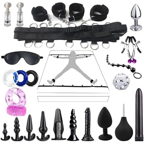 XXIAOHH 1Set Vibrator Kette Slave Bondage Set BDSM Satz Fesselset Sm Fessel-Set Sex Spielzeug Buttplug Anal Butt Plug Extrem Bettfesseln Knöchel Handcuff Dildo Ring Butt Plug Kit Für Paare Pärchen