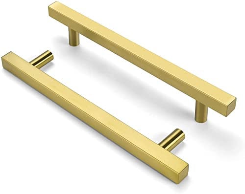 goldenwarm 10Pack Gold Handles - 160mm Hole Centers Brushed Gold Kitchen Cupboard & Drawer Pulls