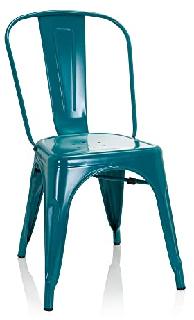 hjh OFFICE 645052 Bistrostuhl VANTAGGIO Comfort Metall Petrol im Industry-Design, stapelbar
