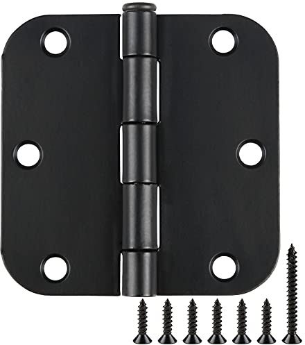 30 Pack Rounded Matte Black Door Hinges 3.5 Inch 5/8 Radius Interior 3 1/2 Flat Iron Bifold Residential Standard Bedroom Indoor for Doors 3 ½Hardware Control House Home Decor Essentials Accessories