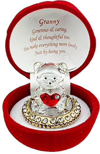 Red Rose Teddy Bear Granny Gift for Christmas Xmas Birthday Mother's day Present