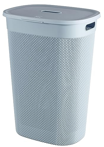 Keter Curver Filo Cesta Portabiancheria da Bagno, Azzurro, Capacità di 55 Litri, 70% riciclato, 45x35x61H