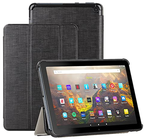 Foluu Custodia per Kindle Fire HD 8 2022, sottile, leggera, con supporto a tre volte, custodia in poliuretano per Kindle Fire HD 8 2022, colore: Nero