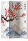 murando Akusticher Raumteiler Landschaft Japan Foto Paravent 135x172 cm beidseitig auf Vlies-Leinwand Bedruckt Trennwand Spanische Wand Sichtschutz Raumtrenner Kirschbaum Kirschblüte p-B-0049-z-b
