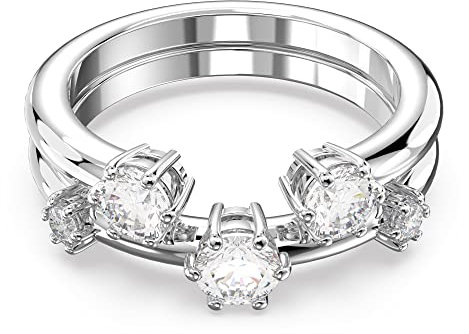 Swarovski Damen-Damenring Metall Kristall 52, Silber 32022376