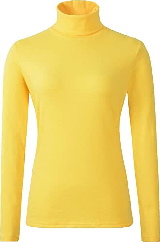 Ladies Polo Roll Neck Tops Long Sleeve Turtle Neck Plain Jumpers for Women Top T Shirts UK Plus Size 8 to 26. Yellow