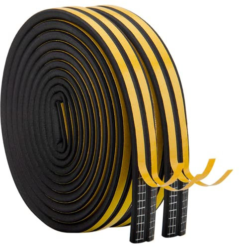 20m / 66FT Dichtungsband für Türen, Türdichtung Türen Fenster Selbstklebendes Gummi Schaum Siegel Streifen Schalldämmung Weatherstrip Dichtungsband Selbstklebendes(9mm*6mm/20M, Schwarz)