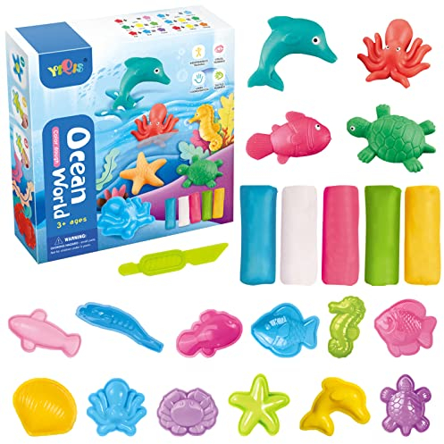 TOPJOWGA Knete Zubehör Knetwerkzeug, Knete Zubehör Set, DIY Knetwerkzeug Unterwasserwelt Plastilin Werkzeuge, Kinder Kunsthandwerk Pädagogisches Kreative Geschenk ab 3 4 5 Jahre (Unterwasserwelt)