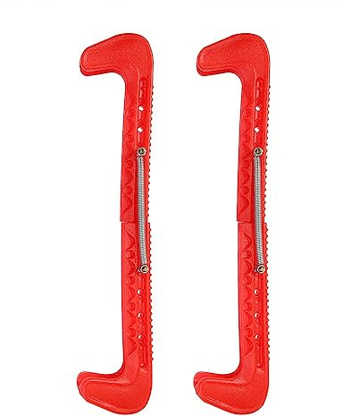 Cyrank 1 Paar Sport Hockey Blade Guards, Kufenschoner Schlittschuhe, Eishockey Skate Blade Guards Kunststoffabdeckung mit Spring Ice Skating Protector für Kinder Erwachsene Eiskunstlaufschuhe(Rot)