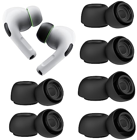 [6 Paar] Ersatz-Ohrstöpsel für AirPods Pro & AirPods Pro 2. Generation mit Loch zur Geräuschreduzierung, keine Silikon-Ohrstöpsel, weiche Ohrstöpsel, kompatibel mit Airpods Pro/Pro 2 (Größen S/M/L)