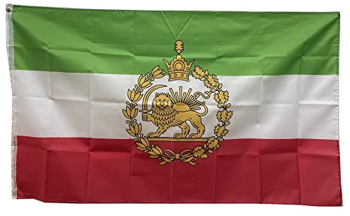 Stormflag Iran Flag 3x5ft Iranian Royal Lion Flag Former Persia 90cmx150cm Polyester 90g sewn with eyelets with double needle.
