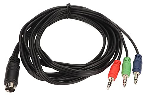 Cavo da Mini Din a 3, 5 Mm, Spina Rossa, Verde, Blu da 3, 5 Mm, con Guaina Flessibile in PVC Compatibile con Altoparlanti, Sistemi Stereo, Amplificatori di Potenza per Il Collegamento di Sistemi