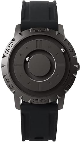 OSOLVE Leather Bracelet Fashion Original Iron Ball Magnetic Pointer Concept Quartz Unusual Men Sport Rubber Strap