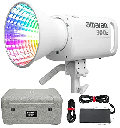Aputure Light Amaran 300c RGBWW 300W COB Video Lights Bowen Mount, 26,580 lux @1m with Hyper Reflector,Full-Color 2,500K to 7,500K CCT with G/M Adjustment Support APP Control