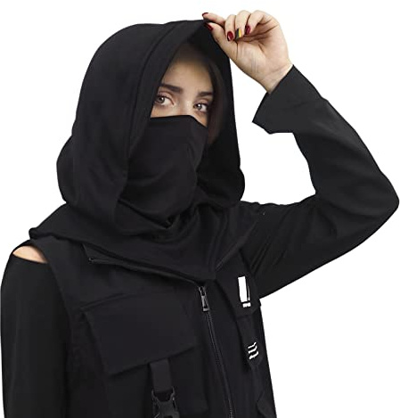 Rogue Hooded Scarf Winter Hat Hood Mask, Outdoor Breathable Face & Neck Gaiter, Cowl Hood, Hood Scarf of Punk Rogue Neck Warmer Hooded Cape Hat With Mask For Halloween Cosplay and Outdoor
