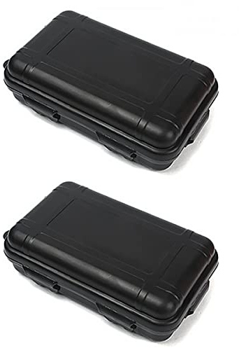 Caja a prueba de amortiguadores a prueba de agua de 2 piezas, caja de almacenamiento de supervivencia de 138 mm, caja de disco duro de supervivencia al aire libre (negro)