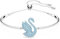 Swarovski Iconic Swan Armreif, Rhodiniertes Damenarmband mit Blauem Schwan und Strahlenden Swarovski Kristallen