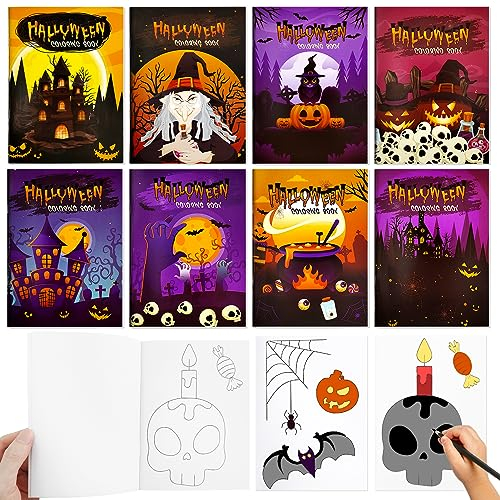 Zoonvii 8 Teilige Halloween Malbuch für Kinder,Kleine Malbücher,Halloween Mitgebsel,für Jungen und Mädchen 4-8 Jahren