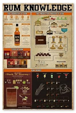 Rum Knowledge,12 * 8 Inches Vintage Funny Poster Wall Decor Art Gift Retro Picture Metal Sign