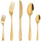 CAOPAOTI Cubiertos dorados acero inoxidable 60 piezas, Juego de cubiertos oro servicio 12 personas, Set cubertería elegante con cuchillo y tenedor cuchara, Apto para lavavajillas
