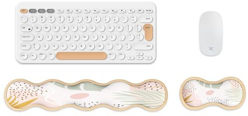 iCasso Tastatur-Handgelenkauflage, 2-in-1, ergonomische Gel-Handgelenkauflage aus Holz für Computer-Tastatur und Maus, rutschfeste Unterseite, einfaches Tippen, Schmerzlinderung, Maus und Tastatur-Pad