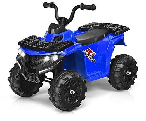 COSTWAY 6V Kids Electric Ride on Car, Battery Powered Quad Bike ATV with Headlights, MP3, USB, Volume Control, 4 Wheels Vehicle Toy for Boys Girls (Blue)