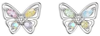 KBRPEY Schmetterling Ohrstecker Kristall Ohrringe Silber Schmuck Damen Stecker Mehrfarbig Zirkonia Juwelierwaren