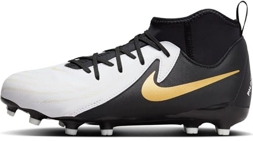 NIKE Jr Phantom Luna II Acad F/MG, Zapatillas de fútbol, Blanco Negro Y Dorado, 36.5 EU
