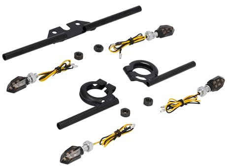 AKF Set: 4x Mini-Blinker 12V LED inkl. Blinkerträger schwarz - für Simson S50, S51, S70