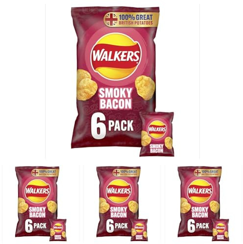 Walkers Smoky Bacon Multipack Crisps, 6 x 25 g (Pack of 4)