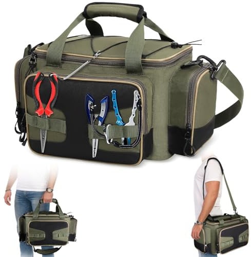 LYtech Borsa da Pesca Impermeabile con Tracolla Regolabile e Base Antiscivolo per Attrezzi e Accessori - Ideale per Pesca Alla Carpa, Escursionismo, Caccia e Campeggio
