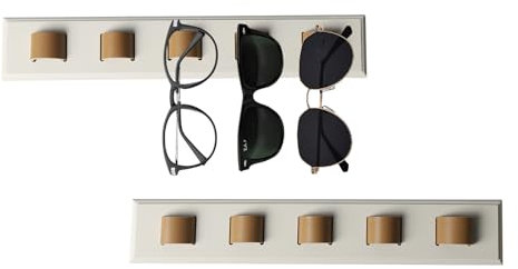Gzsekken 2 Pack Sunglasses Organiser,Wall Mounted Sunglasses Holder,Wooden Sunglasses Rack Wall Display for Glasses,Hanging Your Multiple Eyeglasses, for Front Door Entryway Living Room Garage