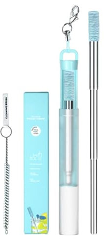 Pailles Métalliques Pliables - Pailles Réutilisables En Métal Pliables | Pailles Pliables En Acier Inoxydable | Pailles À Boire En Métal Portables | Pailles De Voyage De Poche Portables Avec Brosse De