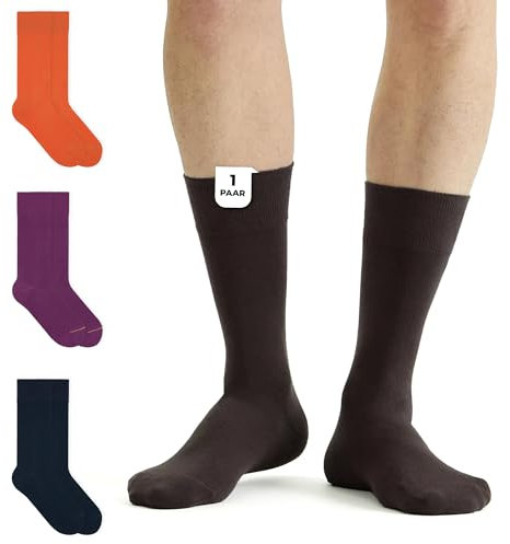 von Jungfeld - 1 Paar Herren Socken aus Bio-Baumwolle - Strumpf Herrensocken in Gr. 39-42 Chestnut Brown