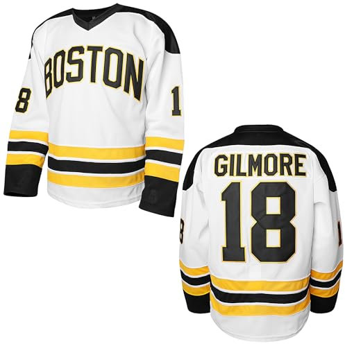 Happy Gilmore #18 Sandler 1996 Movie Ice Hockey Jersey Stitched Athletics Sports Shirt for Men Black White S-3XL, 18 Gilmore White, 3X-Groß