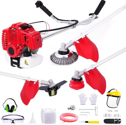 Sararoom Petrol Strimmer Grass Trimmer, 52cc 3 in 1 Multi Functional Garden Trimming Tools, String Trimmer, Brush Cutter with 3T Blade, Steel Wire Rotady Grass Trimmer for Tree Pruning Branches Shrubs