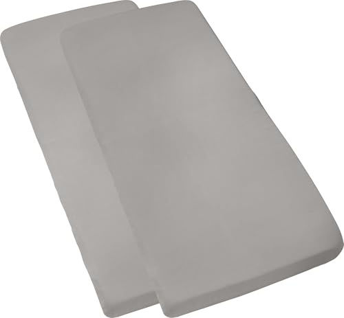 Erwin Müller Kinder-Spannbettlaken Murnau 2er-Pack Single-Jersey - grau Größe 60x120 cm - 70x140 cm - hautfreundlich, atmungsaktiv, bügelfrei, strapazierstark