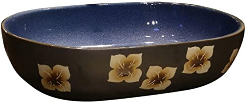 CAFIEDR Lavabo de Salle de Bain avec Meuble-lavabo au-Dessus du comptoir, lavabo de comptoir Antique Chinois, lavabo Simple en céramique Bleue mystérieuse d'art rétro