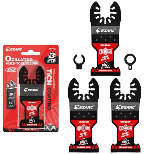 EZARC Lames de Scie Oscillantes en Carbure d'obsidienne, Lames Multi-outils à Dégagement Rapide pour Métal dur, Clous, Boulons et vis, Lot de 3