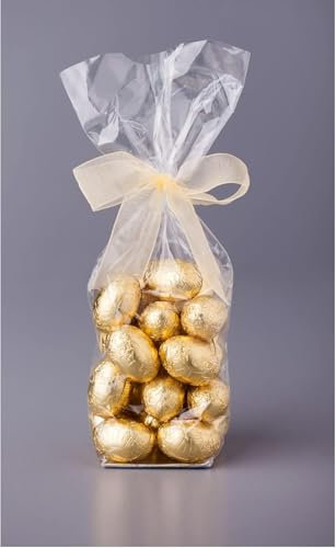 Lot de 100 sachets transparents alimentaires biodégradables, sacs à dragées, sachets de nourriture, sachets cadeaux pour naissance, bonbonnières, sacs cadeaux compostables, Eco