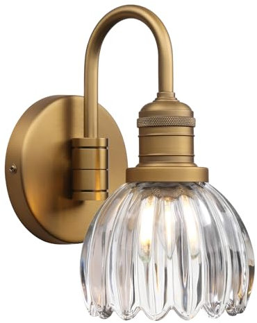 Pathson Vintage Col de Cygne Applique Murale Industriel E27 Luminaires Intérieur Abat-jour en Verre Tulipes Lampe Murale pour Salle de bains Cuisine Miroir