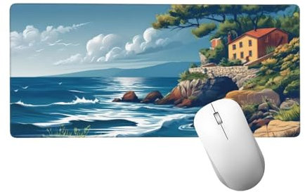 Playa Alfombrilla Ratón XXL 500x250 mm, Alfombrilla Escritorio Mouse Pad de Goma Antideslizante, Costero Mouse Pad Grande Gaming, Alfombrilla Antideslizante, Desk Mat para Jugadores, PC, Oficina H-965