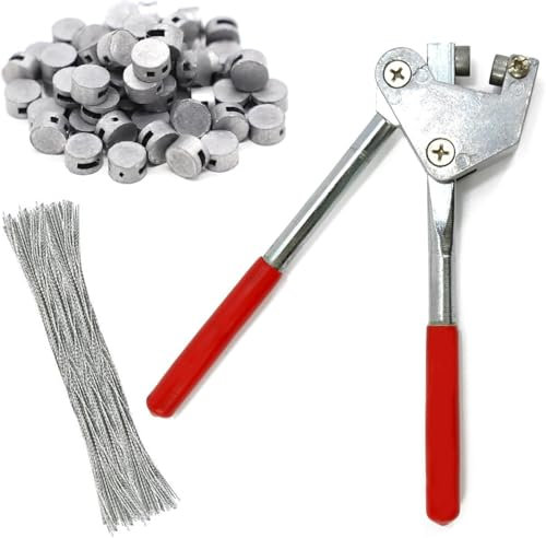 Plombenzange 165mm Plombenzangen-Set Stahl-Plombezangen-Set beinhaltet 80 Plomben (10mm) 80 Plombendrähte (170mm) Geeignet für Wasserzähler, Logistik, Stromzähler