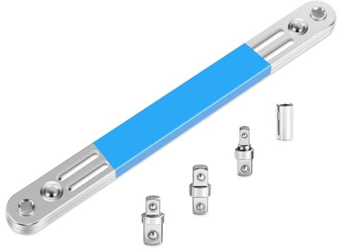 15'' Offset Extension Wrench with 1/4'' 3/8'' 1/2'' Square Drive Adapters Carbon Steel Tight Reach Ratchet Extension Wrench Set for Reach Tight Space