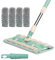 yakermur Balai serpillère avec 4 chiffons lavables en microfibre - Dispositif de nettoyage rotatif à 360 ° pour carrelage, stratifié, bois, terrasse, garage et extérieur - Avec manche télescopique