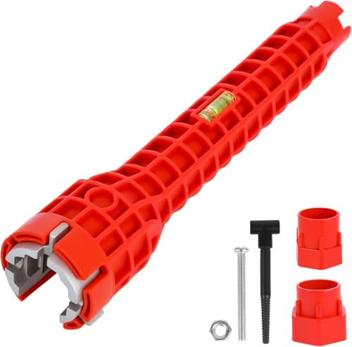 Amrocky Multi-Purpose Faucet and Sink Installation Tool Kit, Red, with Wrench and Mounting Hardware (Red 8 in 1)