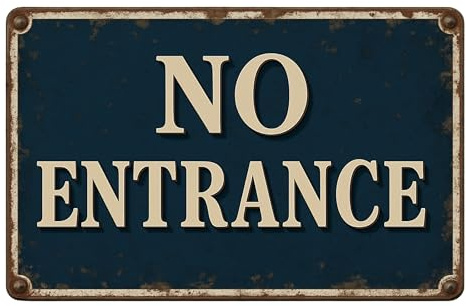 AstraDesign Blechschild „No Entrance“ – Vintage Hinweisschild 20x30 cm – Metallschild im Retro-Stil – UV-beständig – Türschild für Büro, Werkstatt, Lager & Privatbereiche