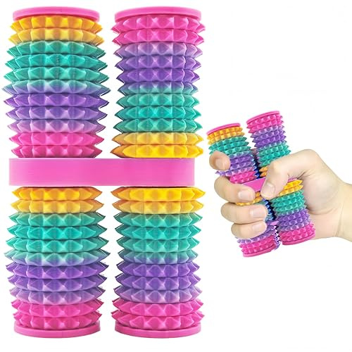 Little Fidget Stress Roller Toys – Regenbogen – 3D Fidget Spielzeug für Erwachsene & Jugendliche – Sensorisches Stachel Spielzeug gegen Angst Stress